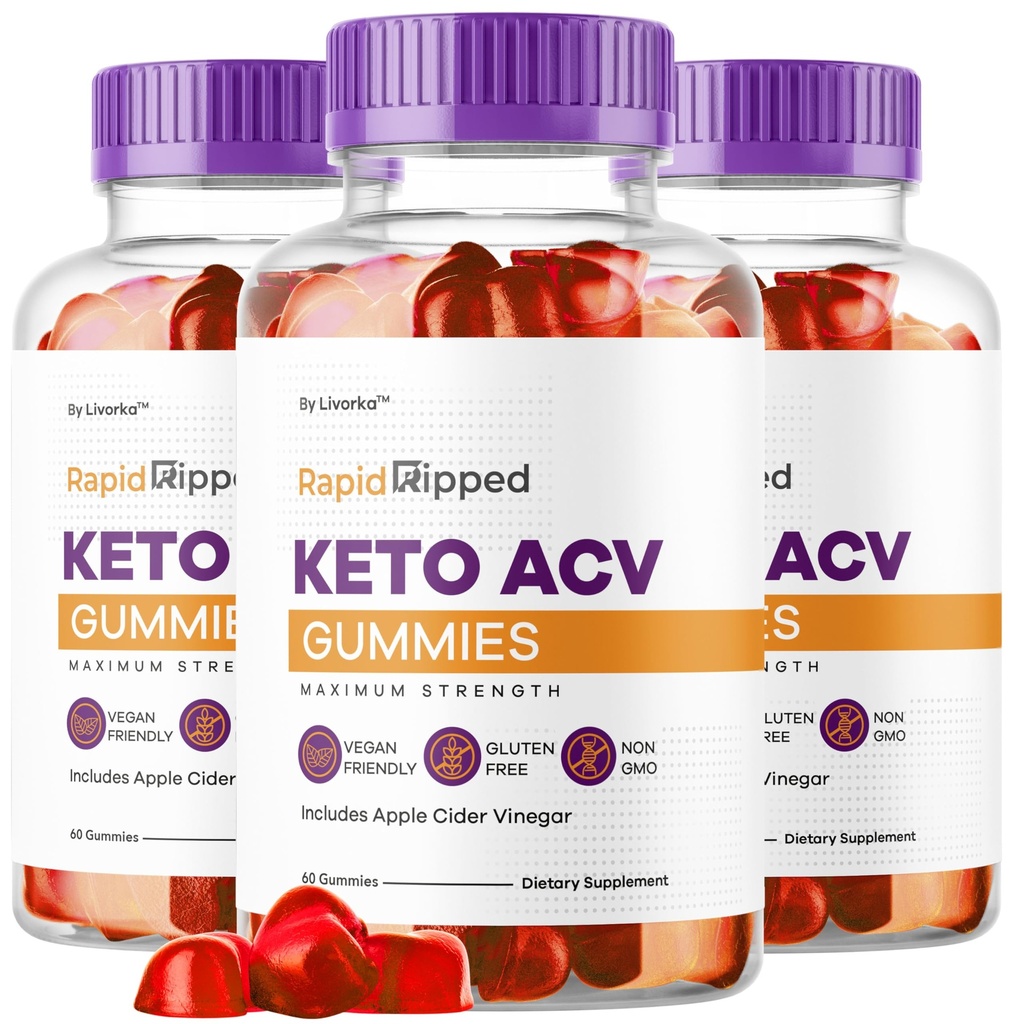 (3 Pack) Rapid Ripped Keto ACV Gummys Advanced Formule 1050MG, RapidRipped Keto Apple Cider ocet Gummie, RapidRippedKeto a ACV Gummys Support, 180 Gummys pro 3 měsíce