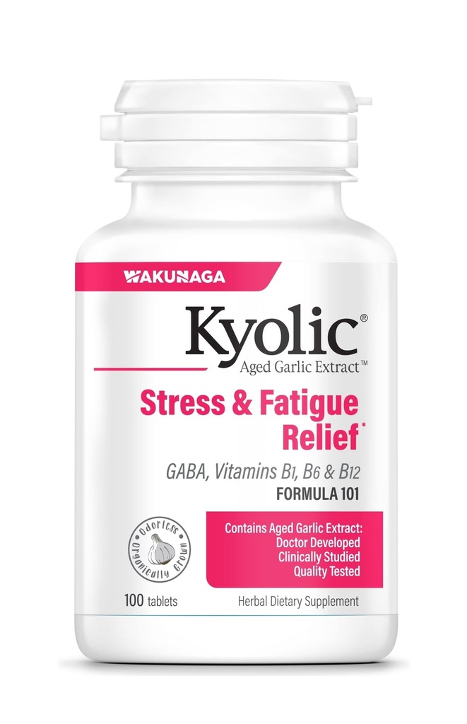 Kyolic Aged Česnek Extract Formule 101, Stres a Únava Relief, 100 Tablet.