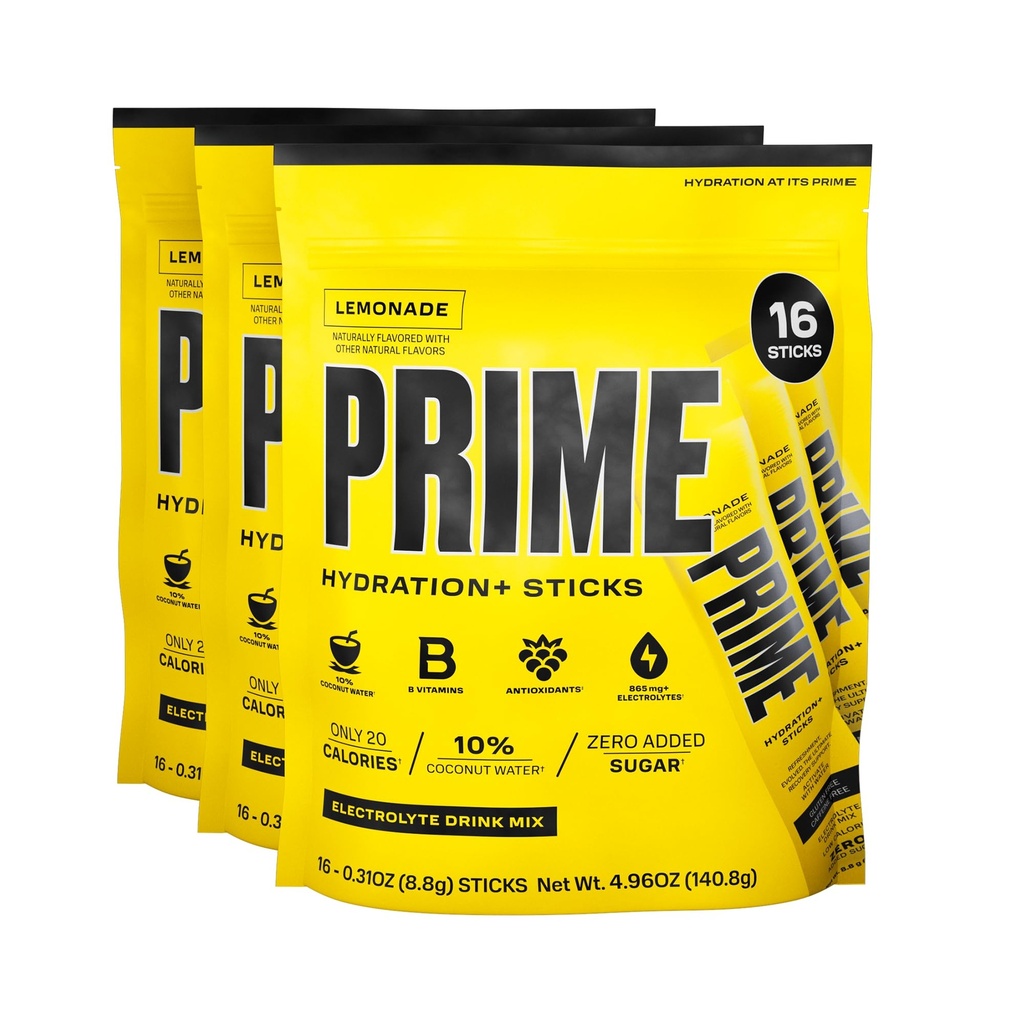 PRVNÍ HYDRACE + Lemonade Lemonade 124; Hydration Powder Single Serve Sticks 124; Electrolyte Powder On The Go CLAS124; 250mg BCAA, B Vitamins, Antioxidants CLAS124; Low Sugar CLAS124; Caffeine- Free CLAS124; Vegan CLAS124; 48 Sticks
