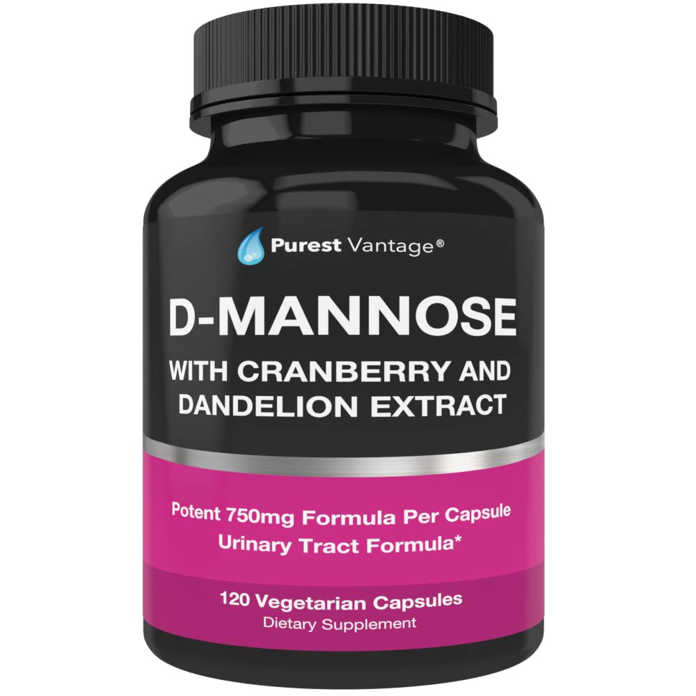 D Kapsle Mannose s 600mg D- Mannose Powder Per Cap - s přidaným brusinkovým a pampelixovým extraktem na podporu v močovém měchýři, močovém traktu a podpoře UTI - 120 Veggie Caps