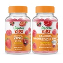 Živý zinek 25mg děti + vápník hořčík & zinek děti, gumies Bundle - velký přípitek, vitamin dodatek, gluten zdarma, GMO zdarma, Žvýkací žlab