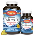 Carlson - Cod Jaterní olejové drahokamy, 460 mg Omega-3s, Plus Vitamíny A a D3, Wild Caught Nord Arctic Cod, Sustainable Sourced Nordic Fish Oil Capsules, Lemon, 150 + 30 Softgels