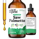 Wild & Organic Saw Palmetto tinktura - Saw Palmetto Extract Dodatek pro muže a ženy - Kapky na bázi tekutého prášku - Serenoa Repens Berries - Vegan, Cukr & Alkoholicko-Free - 4 fl oz