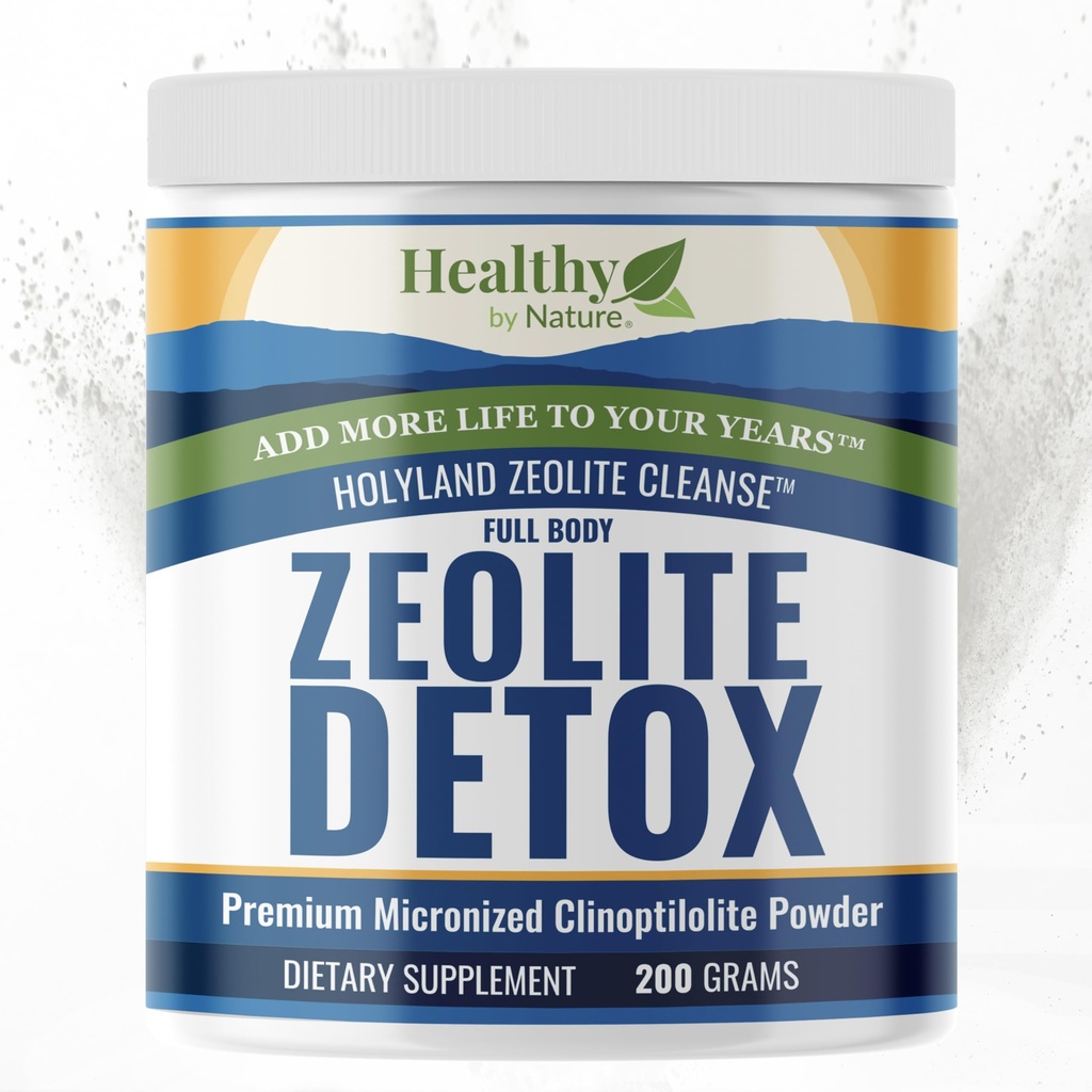 HolyLand Zeolite Cleanse - Zeolit Detox Powder (7.05oz 200 Gram) - Cloptilolit Natural Activated - Micronized 0-25 - Full Body Detox for Women, Men - Podporuje Energy, Focus, Imunity, Gut Health