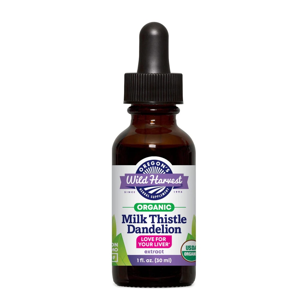 Oregon 's Wild Harvest Milk Thistle Dandelion Organic Extract, 1 Fluid Ounce