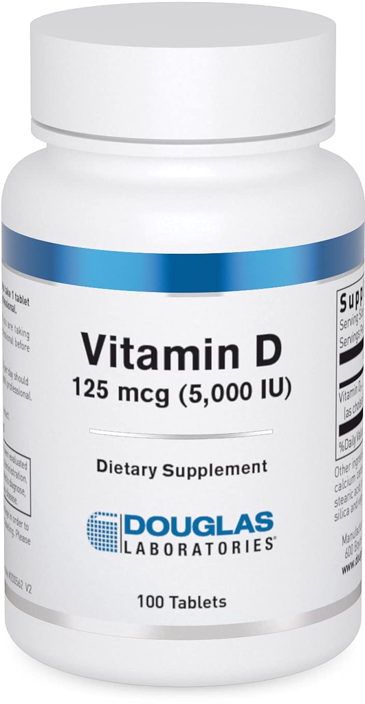 Douglas Laboratories Vitamin D (5.000 I.U.) CLAS124; Vitamin D3 dodatek k podpoře imunitního zdraví, hladiny vápníku a kostí * CLAS124; 100 Tablet