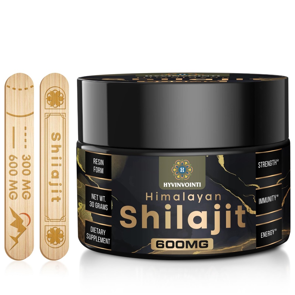 600mg Shilajit Pure Himalayan Organic Shilajit Resin- Shilajit Resin Organic Gold Class, 100% Pure Organic Shilajit for Energy & Immunication Support, Rich in Fulvic Acid & 85 + Trace Minerals, 1 Pack