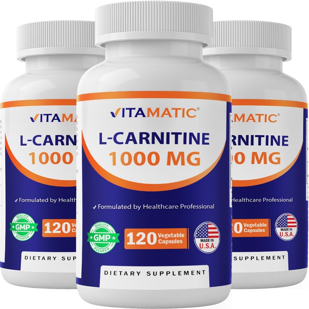 Vitamatic L- karnitin Fumarate 1000 mg - 120 Zeleninové tobolky (3 Lahvičky)