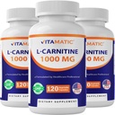 Vitamatic L- karnitin Fumarate 1000 mg - 120 Zeleninové tobolky (3 Lahvičky)