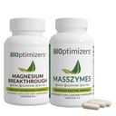 BiOptimalizátory Magnesium Breakthrough 4.0, (60 Kapsle) & MassZymes 4.0, (250 Kapsle) - Přírodní spánek, mozek, a Digestive Health Supplement Bundle