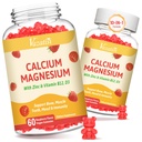 2 balení vápníkové gumy s hořčík, zinek, vitamin D3 & B12, vápník doplňky pro ženy muži, podpora kosti, svalovina a imunita, 120 Veganské Malinové ochucené gumy