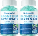 Glycinát hořečnatý Gummies 1000mg - Doplněk hořčíku bez cukru s vitaminem D, B6, CoQ10 pro klidnou náladu a podporu spánku - 120 Blueberry Gummies -2 Pack