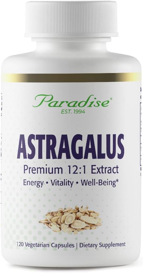 Paradise Byliny Astragalus Extract, Vegetariánské Kapsle pro energii, Stravovací a imunitní zdraví, Non GMO, Gluten zdarma, 120 Kapsle