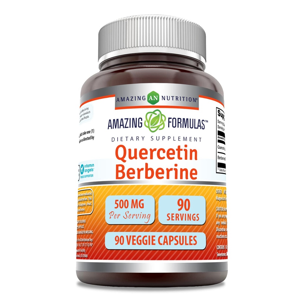 Amazing Applicas Quercetin Berberine - 250mg Berberine a 250mg Quercetin, 90 Veggie Kapsle dodatek 124; Non-GMO CLAS124; gluten Free CLAS124; Made in USA CLAS124; Ideální pro vegetariány