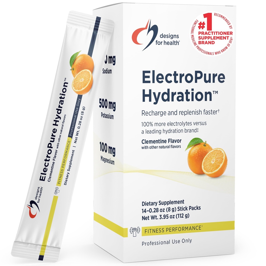 Designy pro zdraví ElectroPine Hydratační balíčky, Clementine Flavor - Electrolytes Powder s vitamínem C, hořčík, zinek a draslík - se Stevia a Monk ovoce Sweettener (14 Stick Packets)