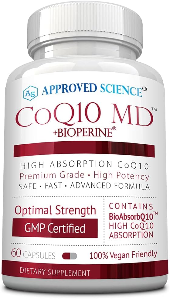 Schválená věda ® CoQ10 MD - Extra síla 300mg čisté CoQ10 s BioPerine ® pro rychlejší absorpci - Optimální podpora - 60 Veganských kapslí
