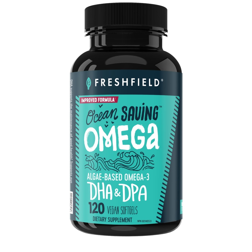 Ocean Saving Omega, Algae Omega 3, dodatek DHA, 4-měsíční dodávka, trvale sourced, nejvyšší úrovně DHA na kapslí (440 mg), w / DPA