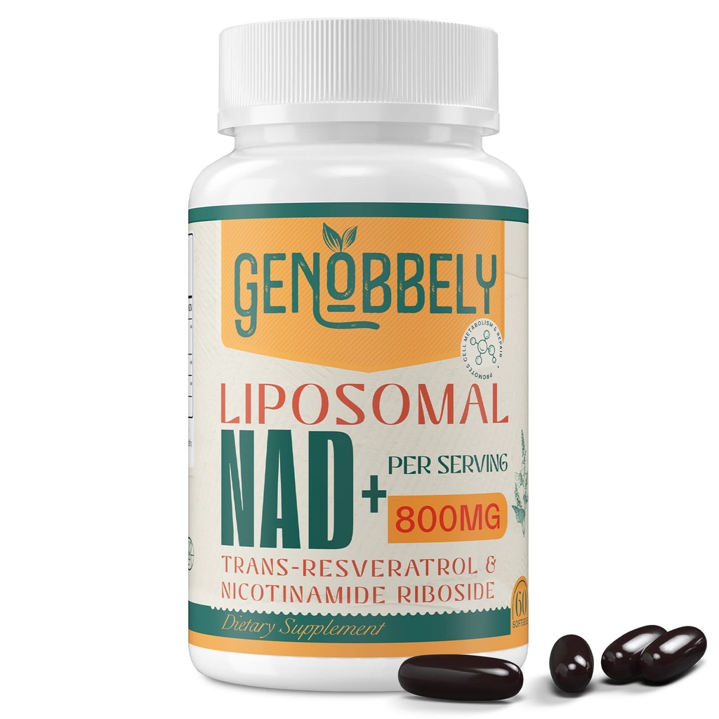 800 mg Lipozomální NAD + Doplněk k Nikotinamidu Riboside 200 mg, Trans- Resveratrol 100 mg - Doplněk k NAD pro opravy DNA, zdravé stárnutí, funkce mozku - 60denní dodávka