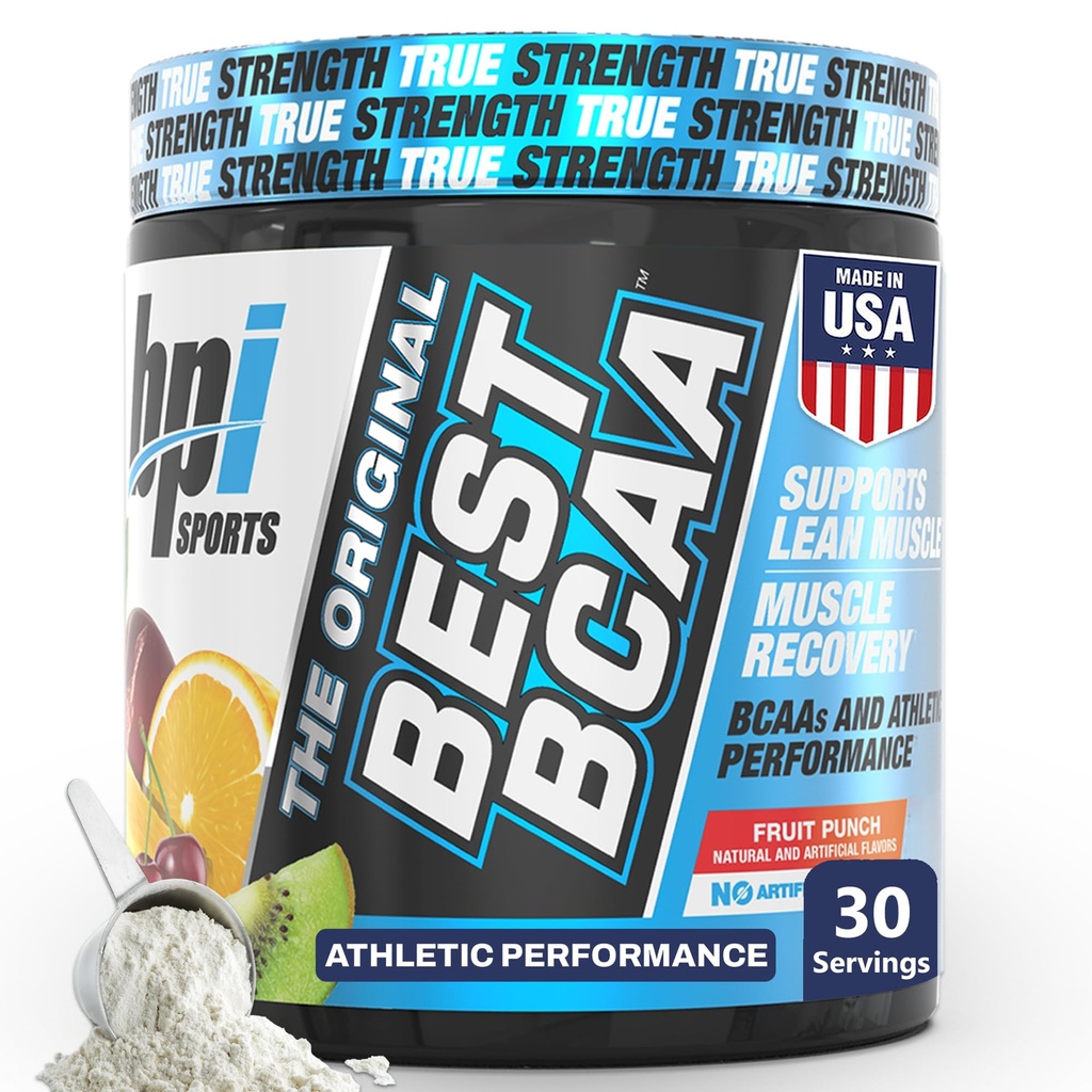 BPI Sports Best BCAA Powder - Muscle Recovery Support - Branched Chain Amino Acids PHAR124; Building Blocks of Protein and Muscle - Post Workout Recovery - Hydration - Fruit Punch, 30 Servings