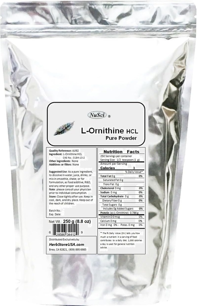 Čistý L- Ornithin prášek 250g (8.8 oz) AJI kvalita