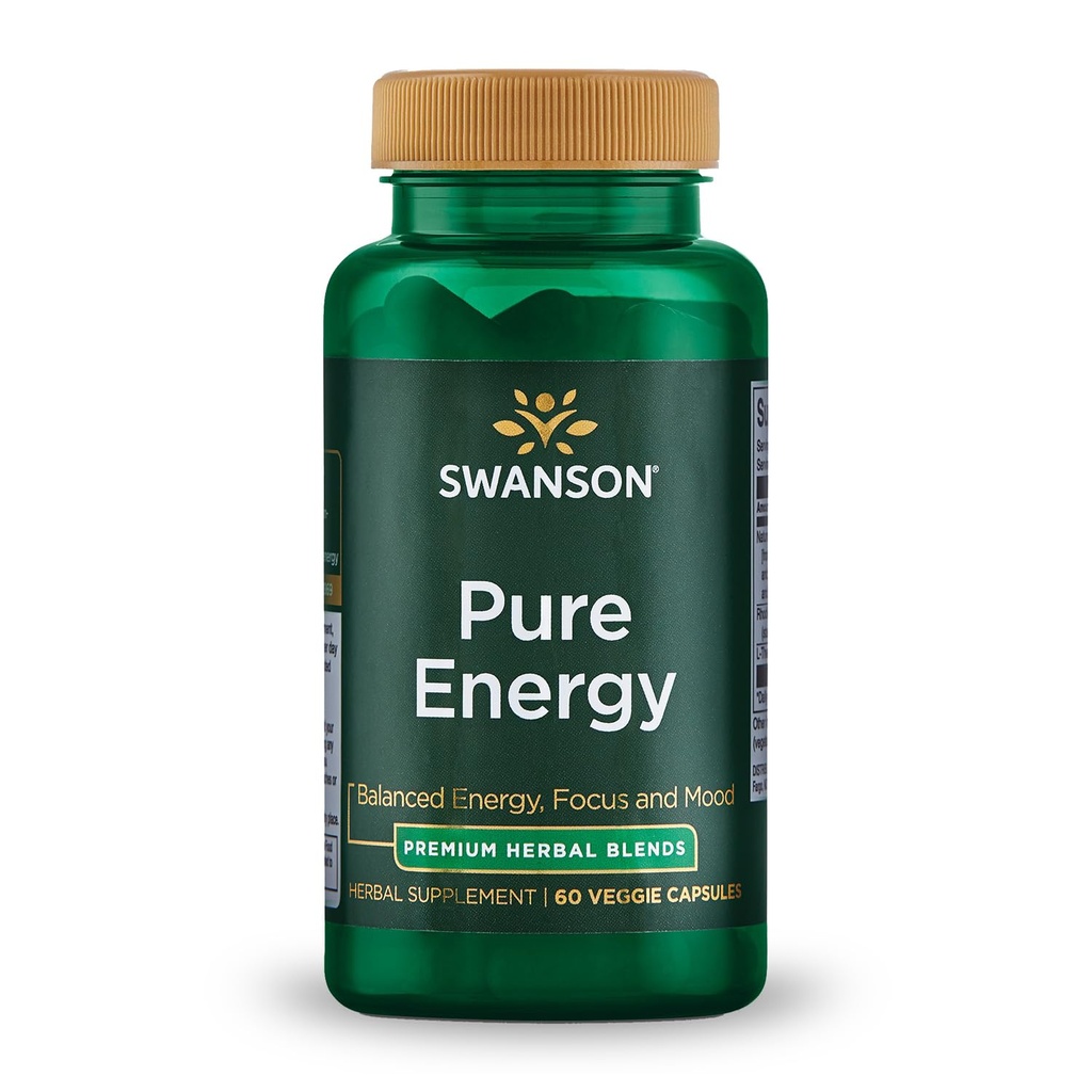 Swanson Pure Energy Metabolismus Koncentrace Koncentrace Podpora koncentrace Stress Management Adaptogenic Herbs Bylinné doplňky 60 Veggie Kapsle (Veg Caps) Vegan