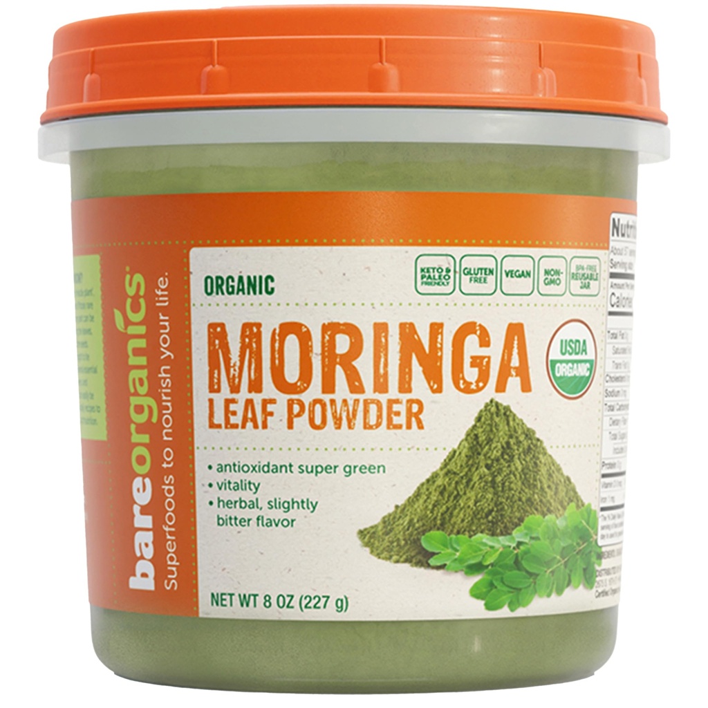 BareOrganics Moringa Leaf Superfood Powder, Organic, Vegan dodatek, 8 Ounces