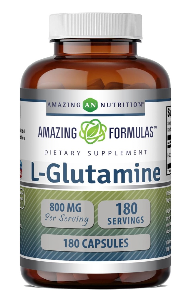 Amazing Applicas L-glutamin Amino Acid Dodatek 124; 800 Mg Per Serving Applications 124; 180 Kapsle 124; Non-GMO Application 124; Gluten Free Application 124; Made in USA
