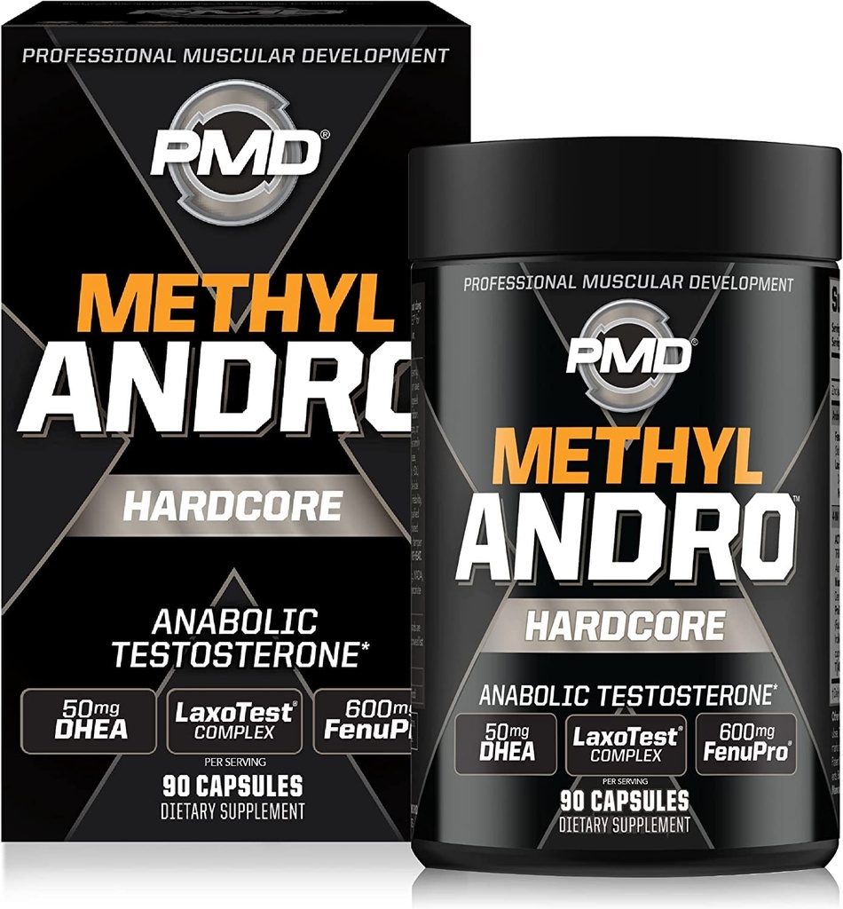 PMD Methyl Andro Hardcore - Podpora Testosteron pro Lean Muscle & Strength Gains-Weightlift a Workout Appendance- Dietní dodatek (90 Kapsle)