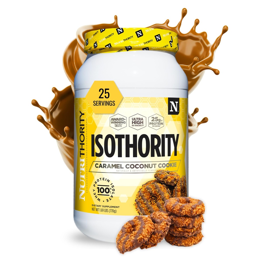 Izolát syrovátkového proteinu, karamelová kokosová Cookie, 2 lb - Ultra absorbovatelné aminokyseliny rozvětvené řetězcem (BCAA) Prášek s 25g per Serving, Nízký karb - Build Muscle & Accelerate Recovery
