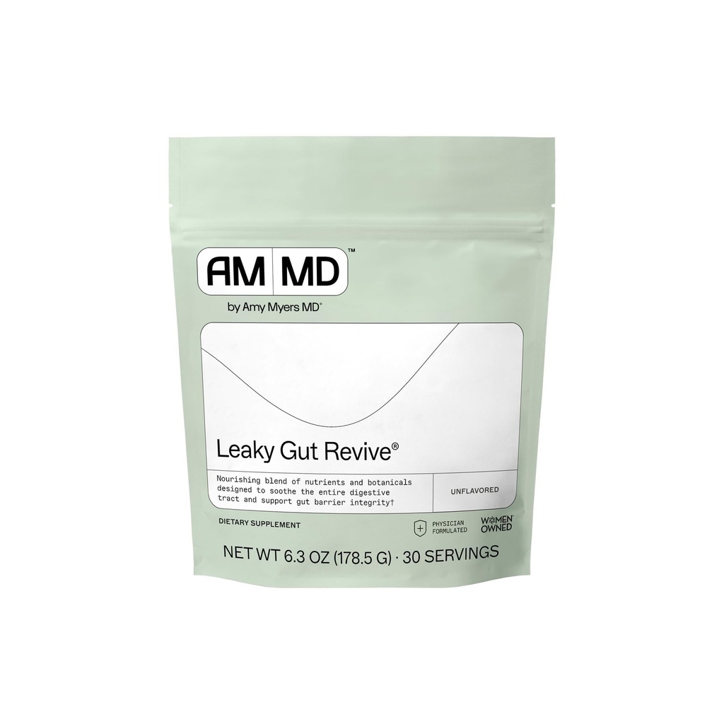 Amy Myers MD Leaky Gut Revive - Gluten- Free & Non- Dairy - Botanická směs pro zdravou Gut Support - GI Zdravotní podpora s prebiotickým vláknem, Slippery Elm Bark & Marshmallow Root - 6.3 oz (30 Služeb)