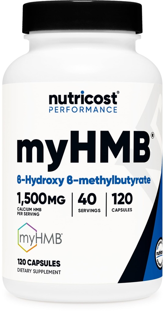 Nutricost myHMB Kapsle 1,500MG vápník HMB per Serving, 120 Kapsle, 40 Doručování - Performance Line, vápník B- Hydroxy B- Methylbutyrát Monohydrát
