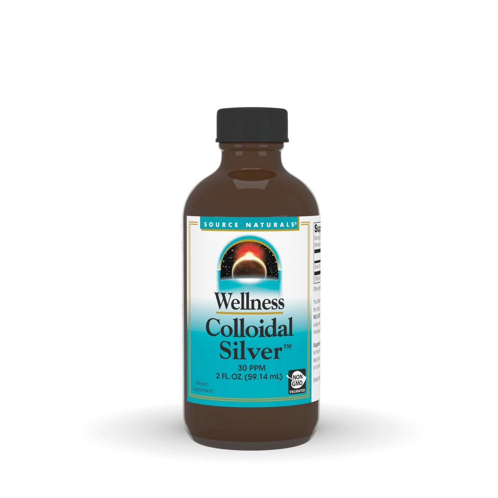 Zdroj Naturals Wellness Koloidní stříbro, 30 ppm, Non- GMO Liquid Dietní dodatek, který podporuje fyzické dobře bytí * - 2 Fluid oz