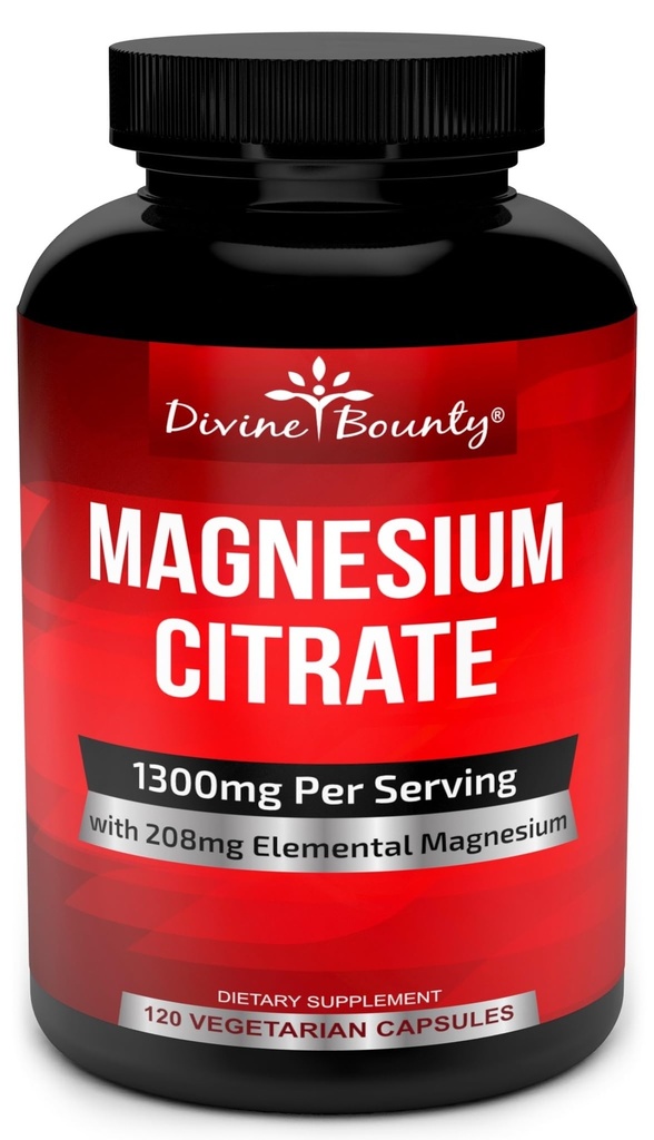 Čistá hořčík Citrát Kapsle - 1300mg Magnesium Dodatek s Elemental Magnesium - 120 Vegetariánské Kapsle