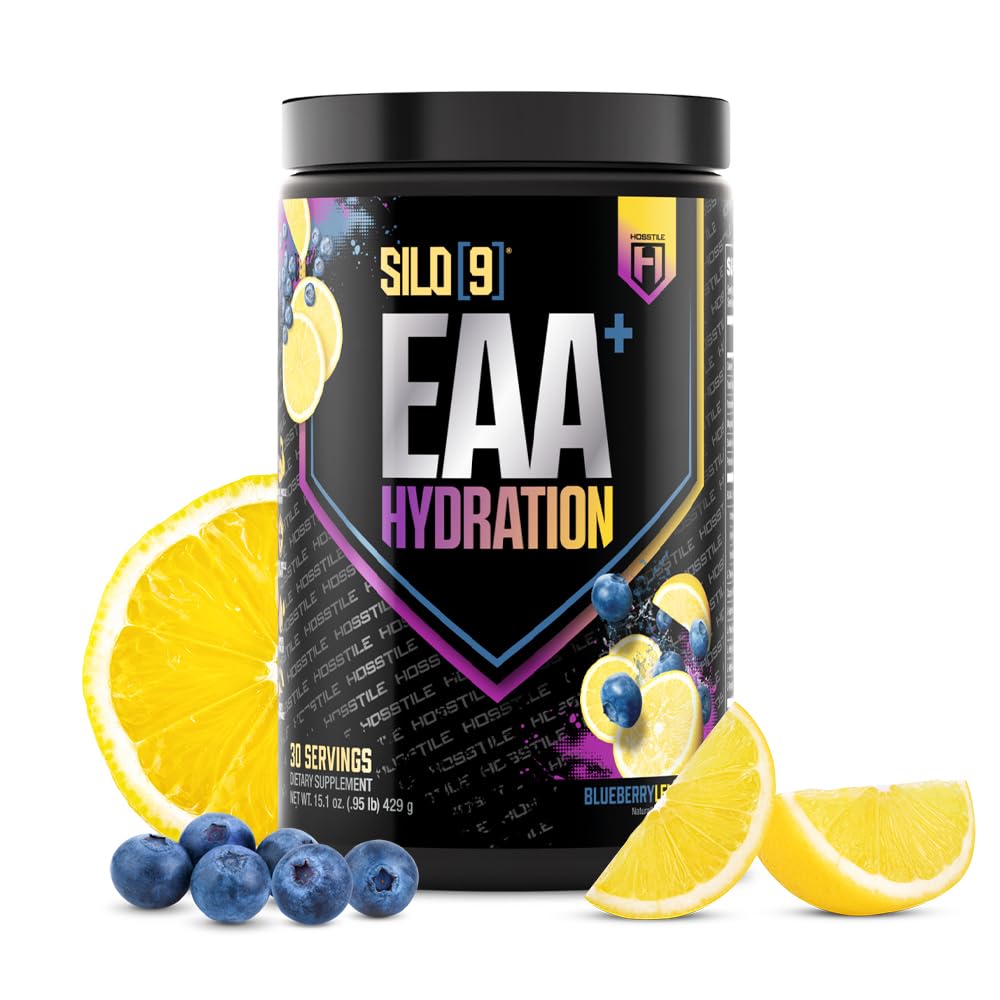 HOSSTILE SILO [9] Esenciální aminokyseliny, EAA & BCAA prášek, Electrolyte Hydration Support, Enhance Muscle Growth & Recovery, Pre or Post Workout Drink, Blueberry Lemonade, 30 Servings