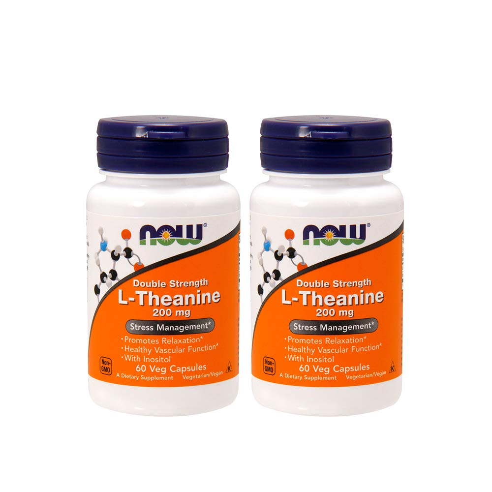 Nyní Potraviny L- Theanin 200 mg, 60 Zeleninové tobolky (2 balení)
