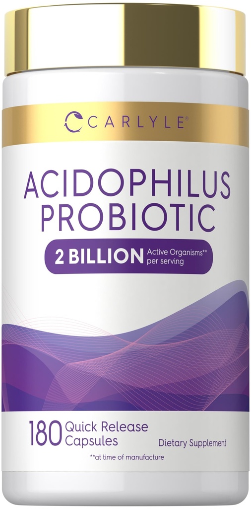 Carlyle Acidophilus Probiotic pro ženy a muže Dědičné zdraví 124; 2 Miliony CFU 124; 180 Rychlé uvolnění Kapsle 124; Non- GMO & Gluten zdarma