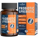 100 Bilion Probiotika pro muže a ženy 27 Straines 5 Organic Prebiotics for Gut Digestive & Imunitation Health, Podporuje Průjem plynové floating, Non- GMO, Nulové Fillers - Made in USA Caps 60