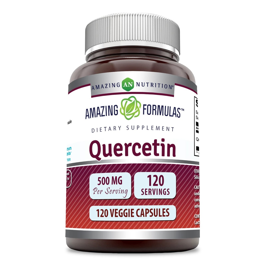 Amazing Appendias Quercetin 500mg 120 Veggie Kapsle - Non- GMO - Gluten Free - Podporuje celkové zdraví a pohodu