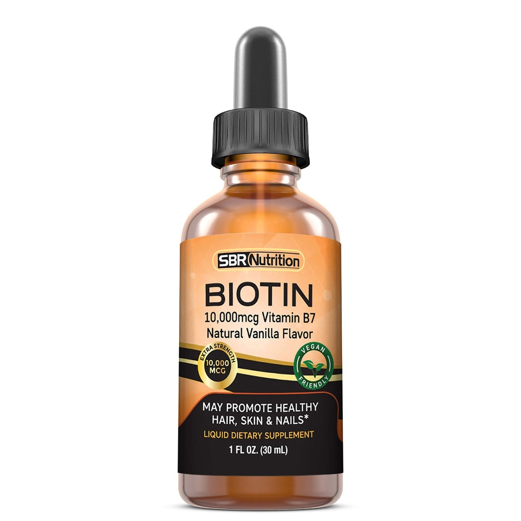 MAX Absorpce Biotin kapalné kapky, 10000mcg Biotin Per Serving, 60 Serving, No umělé konzervanty, Vegan Friendly, Podporuje zdravý růst vlasů, silné nehty a zářící kůže, Vyrobeno v USA