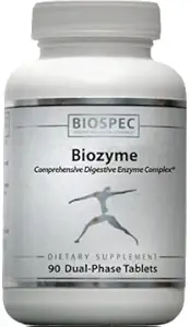 Biozyme: Kompletní high potency trávicí enzym Komplex - Dual Fázové tablety uvolňují Betaine HCl, Pepsin, Bromelain a Papain v žaludku, a Pankreatin, trypsin, Chymotrypssin a Ox Bile v duodenální oblasti pro maximální účinnost. 90 Dvoufázové tablety