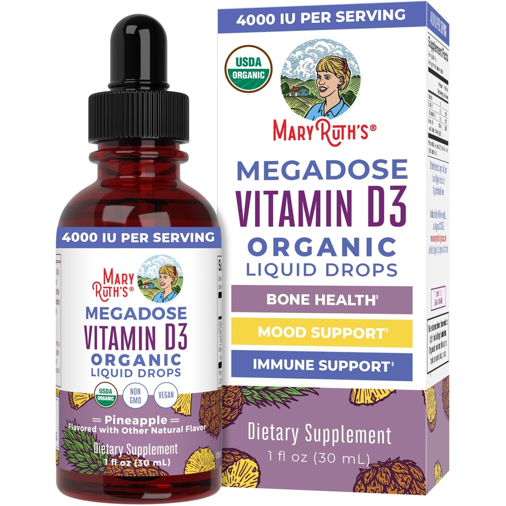 MarYRUTH 's Vitamin D3 Tekuté Kapky 124; Megadosa 4000 IU i. v. d. 124; USDA Organic Liquid Vitamin D Spray pro dospělé a děti 124; Imunitní podpora a zdraví kostí 124; Vegan Irentary 124; Gluten Free Iren124; Non- GMO Irentary 124; 30 Služeb