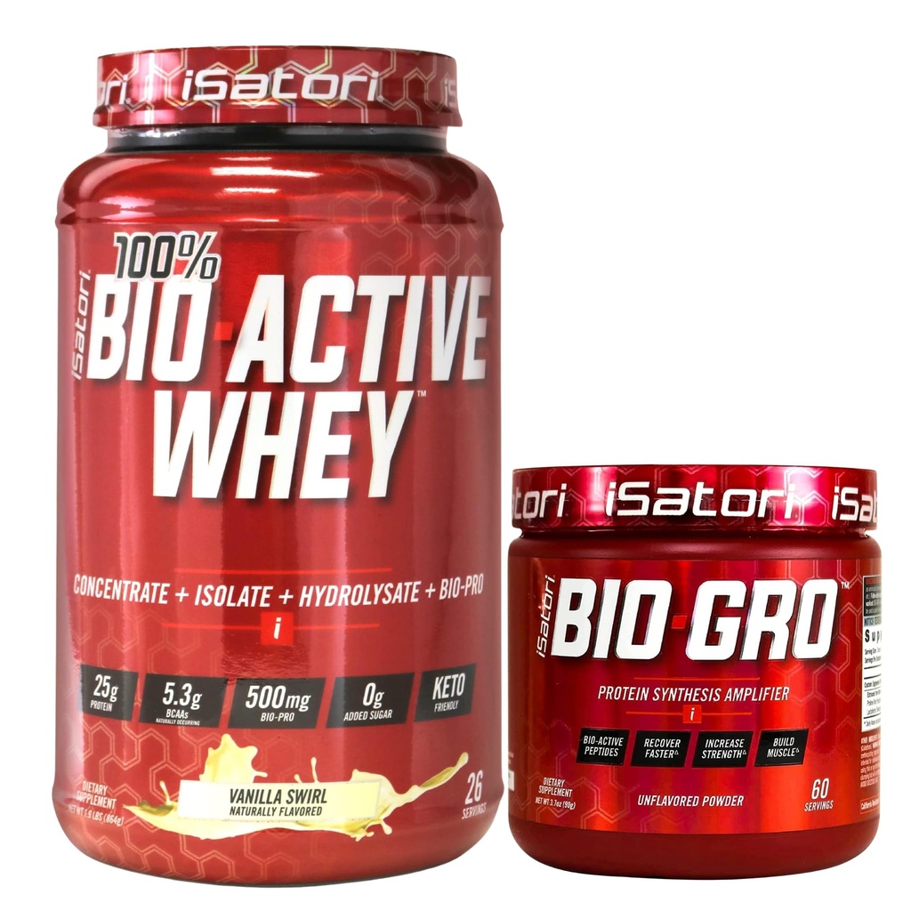 iSatori Bio- GRO Vanilla Ice Cream (60 porcí) & Bio- aktivní syrovátka prášek bez příchutí (30 porcí)