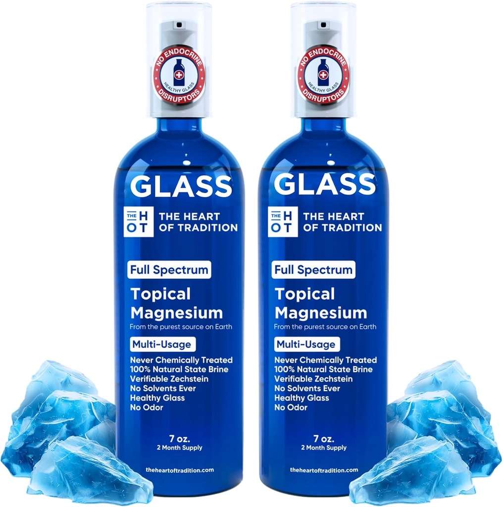 Topical Magnesium Oil Spray Skleněná láhev od starověku Zechstein moře a stopové mineral 7 floz - Transdermální čistý hořčík Spray olej pro nohy, svalová relaxace, nohy křeče, spánek a celkové zdraví