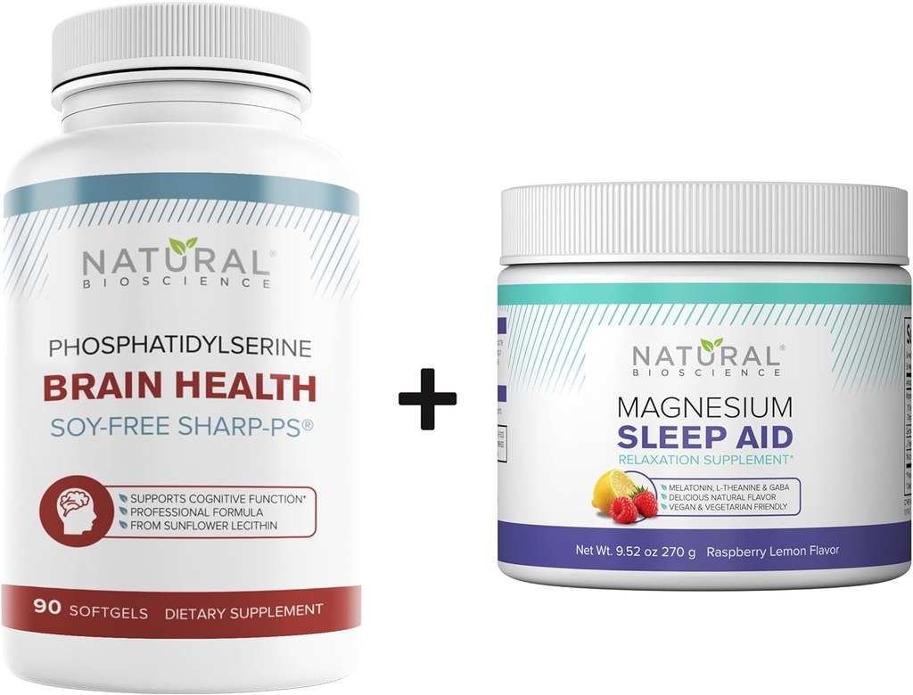 Přírodní biověda Soy-Free Fosfatidylserine 100mg & Magnesium Sleep Supplement Bundle - Ultimate Brain Health & Relaxation Support