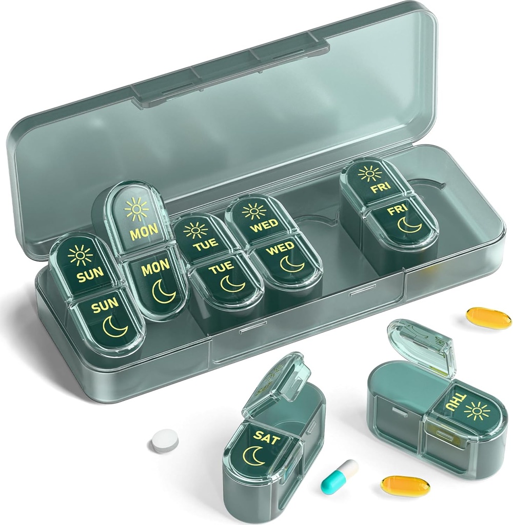 Pořadatel 7 dní, Meicine Pill Organizer, Balíček 7 den, Týdenní Pill Organizátor pro cestování, Vitamíny, Rybí oleje, Doplňky