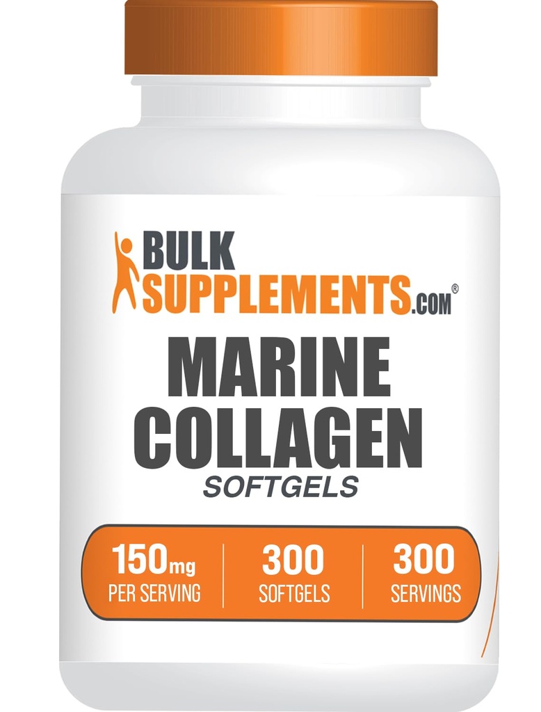 BulkSupplements.com Collagen Softgels - Collagen Peptides Kapsle - Collagen pilulky pro ženy - Collagen Peptides pilulky - Marine Collagen - Collagen doplňky (300 Počet - 300 Služeb)