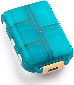 Denní cestovní Pouzdro Pořadatel, Malé 10 Komory Medicína Box Dispenser, Kompaktní Purse Přenosný Pill Upomínka ideální pro on- The- Storage Vitamin, Rybí olej, Vápník Tablet, Zelená