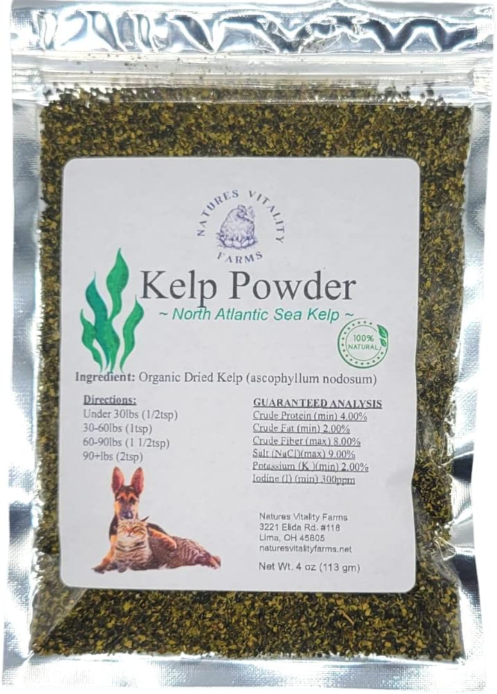 Kelp Powder for Dogs / Cats, Natural North Atlantic Ocean Sea Kelp, Vitamíny Minerály a antioxidanty pro konečné zdraví (4 Ounce)