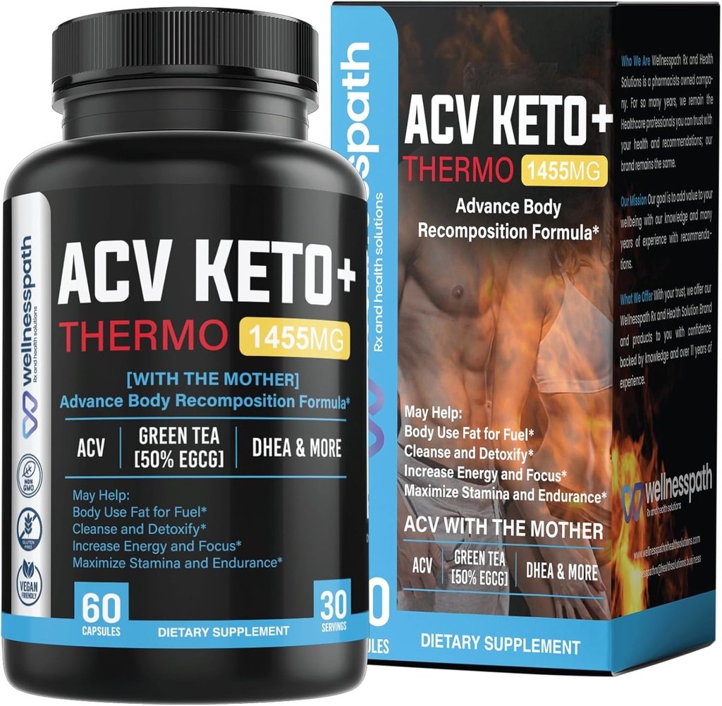 ACV Keto doplňky, Matky jablečný ocet (1455 Mg) pilulky pro metabolismus a podporu appetite, THERMO ACV Keto pilulky pro hubnutí a břicho tuk, dospělé hubnutí kapsle pro ženy