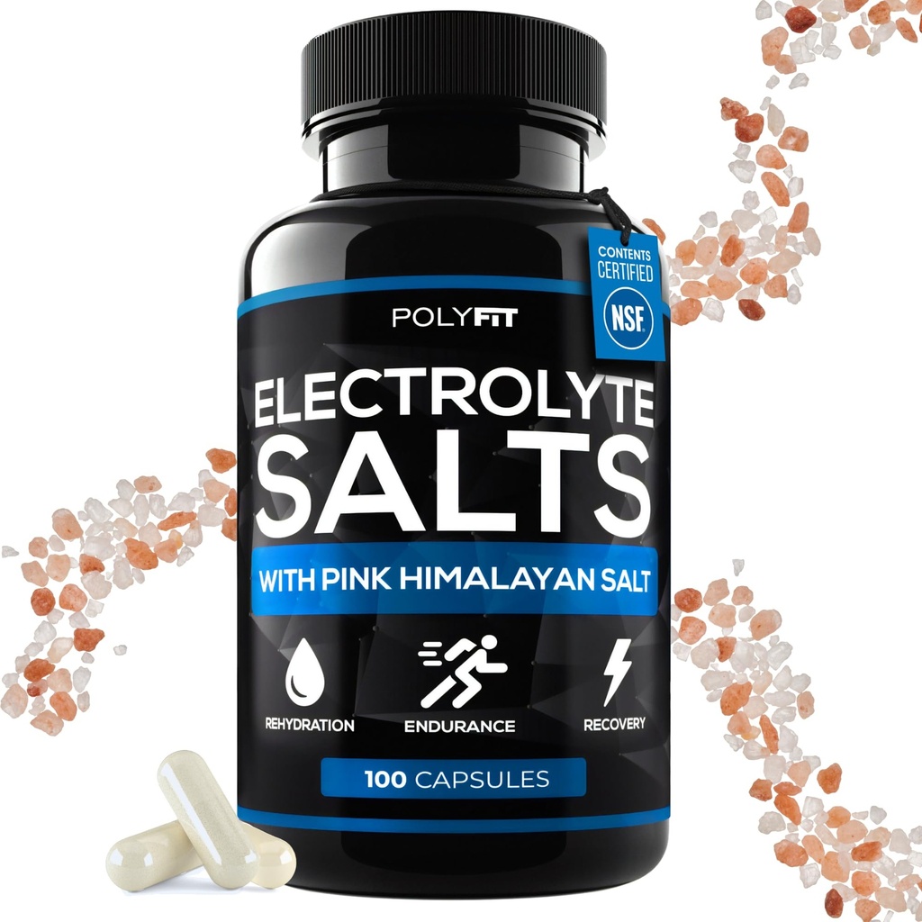 Polyfit Electrolyte Salts - 100 Salt Pills - Elektrolyty Náhradní solné tablety pro běžce - Dodatek pro rychlou hydrataci, zotavení a vytrvalost